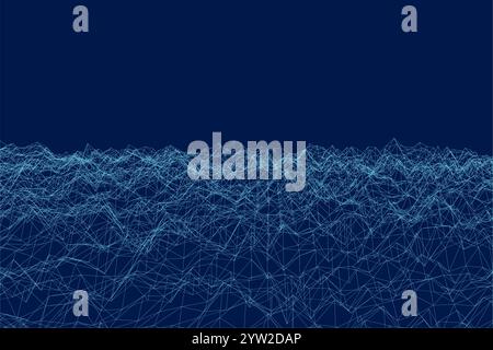 Background with irregular blue lines. Wireframe Noise from lines. Vector illustration. Stock Vector