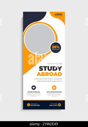 Study Abroad standee roll up banner template design Stock Vector