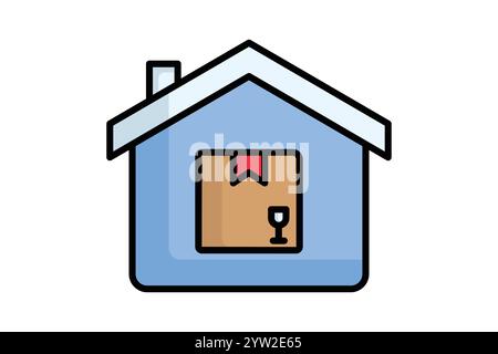 Warehouse icon. colored outline icon style. house with product. icon related to procurement. procurement management elements vector illustration Stock Vector