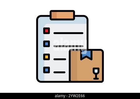 Procurement icon. colored outline icon style. checklist with product. icon related to procurement. procurement management elements vector illustration Stock Vector