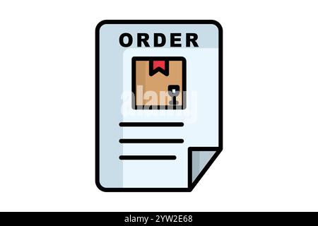 Order icon. colored outline icon style. document with product. icon related to procurement. procurement management elements vector illustration Stock Vector