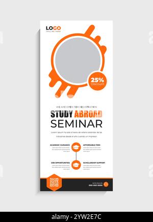 Study Abroad standee roll up banner template design Stock Vector