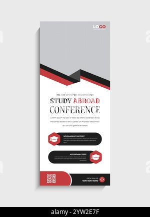 Study Abroad standee roll up banner template design Stock Vector