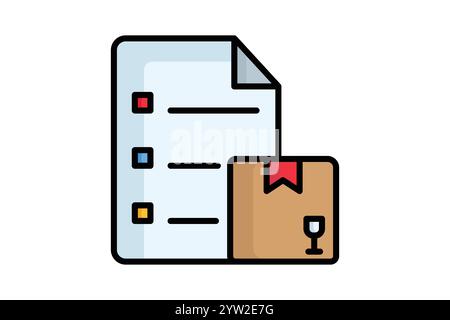Inventory icon. colored outline icon style. document with product. icon related to procurement. procurement management elements vector illustration Stock Vector
