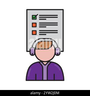 Online customer support. customer care service and assistance. outline flat style cartoon character illustration. Stock Vector