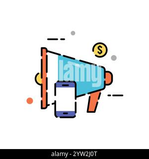 Megaphone line icon. Advertisement device symbol. Marketing concept. Vector illustration Stock Vector
