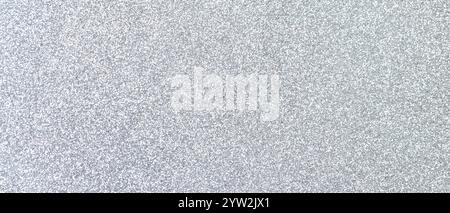 Abstract Silver Background with Glitter and Sparkling Particles, Shimmering Metallic Surface Stock Photo