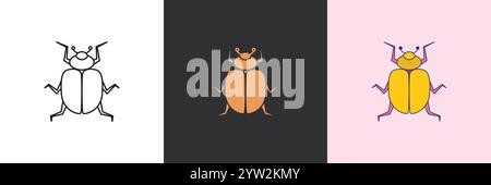 Bug mystic icon set. Black and colorful geometric vector logo template Stock Vector