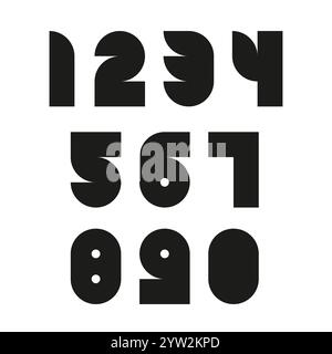 Geometric numbers set. Digital style Stock Vector