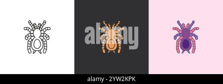 Spider vector icon set. Black and colorful logo template Stock Vector