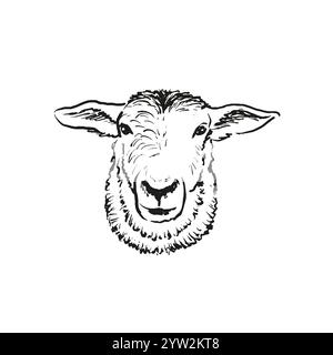 Hand drawn illustration of sheep head Stock Vector