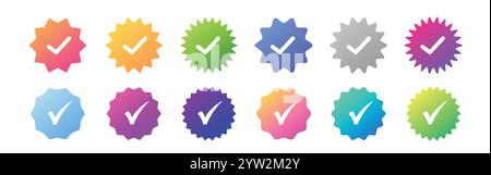 Colorful trendy check mark collection. Stock Vector