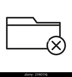 Folder with cross icon. Closed folder symbol. Minimalist error or delete sign. Vector illustration. Stock Vector