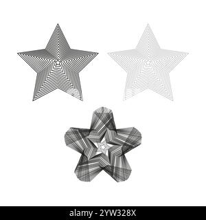 Geometric star vector. Layered star lines. Abstract star shape. Outlined star design. Stock Vector