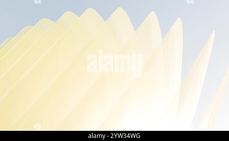 Symmetrical light beams radiating from a central point in a soft yellow gradient background. Stock Photo