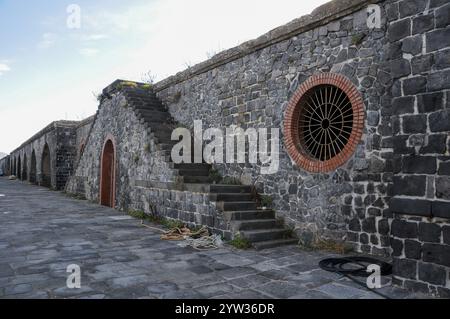 Stairs on the quayside of the San Vincenzo pier. Naples Stock Photo