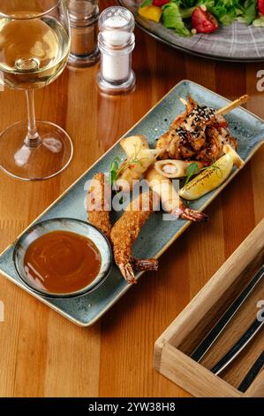 fried shrimp with sauce on a plate Stock Photo