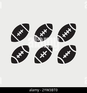 American football silhouette, Rugby ball silhouette, Football logo, Sports ball silhouette, American football vector. Stock Vector