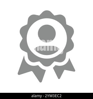 Awarded client or user with ribbon award badge. Employee of the month or people's choice symbol. Stock Vector