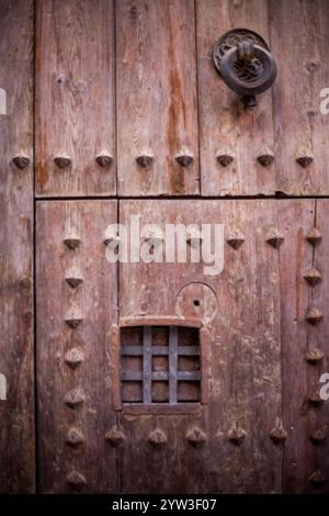 DETAIL OF THE ROMANIC DOOR OF THE CATHEDRAL OF VALENCIA Stock Photo