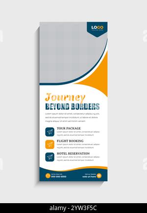 Travel Agency standee roll up banner template design Stock Vector