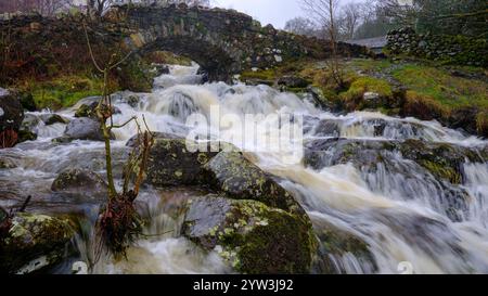 Keswick, UK - March 14, 2024: Ashness Bridge near Derwent Water, Lake District Stock Photo