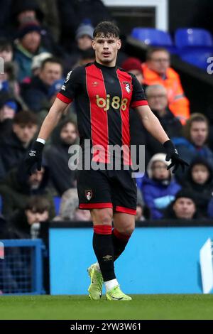 Bournemouth's Milos Kerkez during the Ipswich Town FC v AFC Bournemouth English Premier League match at Portman Road, Ipswich, England, United Kingdom on 8 December 2024 Stock Photo