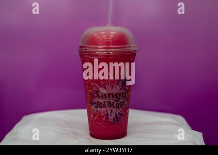 Bubblegum Tango Ice Blast in a plastic take out cup Stock Photo