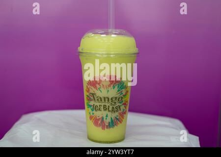 Lemon Tango Ice Blast in a plastic take out cup Stock Photo