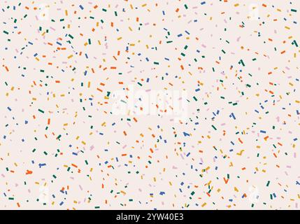 Fun colorful falling decorative confetti pattern. Festive childish background in doodle style Stock Vector