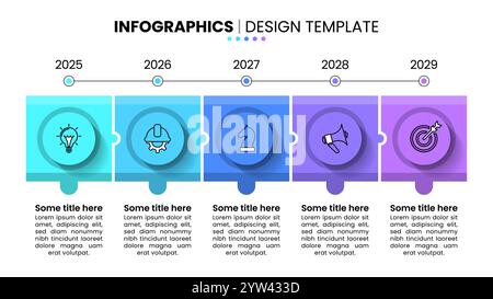 Infographic template with icons and 5 options or steps. Timeline. Can be used for workflow layout, diagram, banner, webdesign. Vector illustration Stock Vector