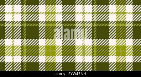 Seamless pattern with classic plaid design in shades of green and white. Pattern features intersecting lines and squares, creating a traditional tarta Stock Vector