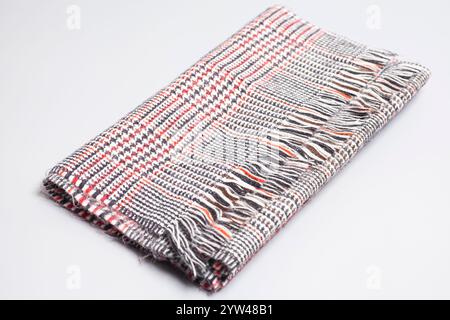 tweed wool scarf isolated on white Stock Photo