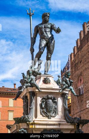 Neptune's Fountain on Piazza del Nettuno in historic city centre of Bologna in the Emilia-Romagna region of northern Italy Stock Photo