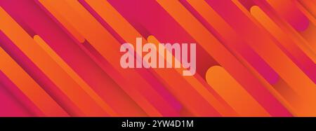 Trendy geometric orange background with abstract lines. Banner design. Futuristic dynamic pattern. Vector illustration Stock Vector