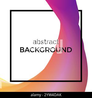 Abstract composition of the watercolor wave in black square. Colorful background with bent dynamic form. Vector illustration. Stock Vector