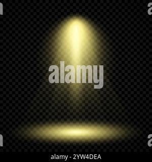 Cold yellow lighting with spotlight. Scene illumination effects on a dark transparent background. Vector illustration Stock Vector