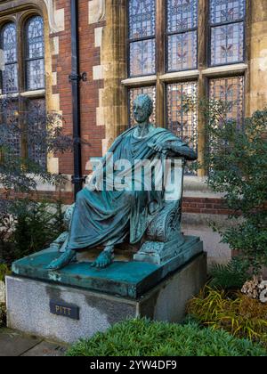 William Pitt Statue by Richard Westmacott, outside the Library, Pembroke College, University of Cambridge, Cambridge, Cambridgeshire, England, UK, GB. Stock Photo