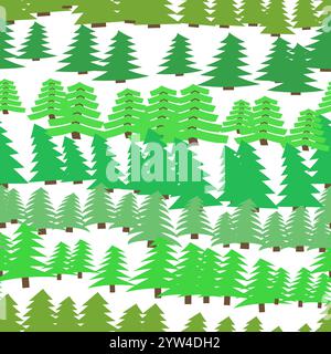 Seamless pattern with spruces on white background. Vector illustration Stock Vector