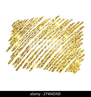 Golden Paint Glittering backdrop on a white background. Background with gold sparkles and glitter effect. Empty space for your text.  Vector illustrat Stock Vector