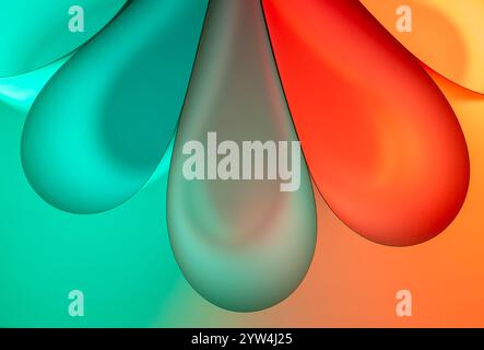 Folded paper illuminated by green, red and orange coloured lights to create a dramatic, abstract look Stock Photo