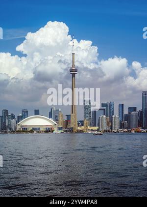 Toronto, Ontario, Canada - July 30, 2018: Photo of the cityscape of Toronto, Ontario taken from Centre Island. Stock Photo