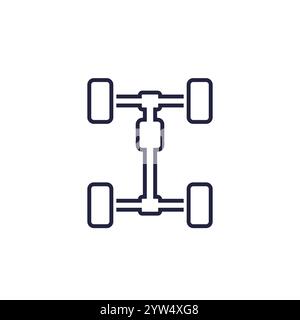 chassis icon, car four wheel drive line vector Stock Vector