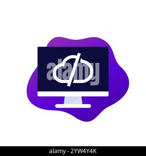 disconnect from server vector icon with a cloud Stock Vector