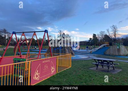 Children’s play park in Rouen Glen Park, in Glasgow, Scotland, on 22 November 2024. Stock Photo