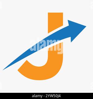 Initial Letter J Arrow Logo Concept For Financial Symbol and Economy Sign Investment Logotype Stock Vector