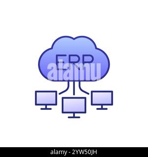 ERP software solutions icon with cloud Stock Vector