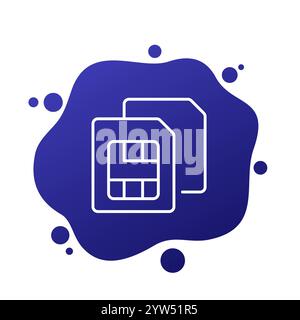 two SIM cards line icon, vector Stock Vector