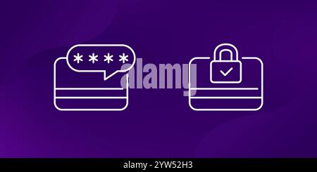 card PIN code, secure payment line icon Stock Vector