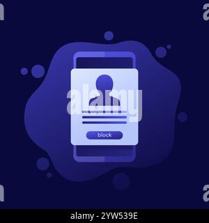 Block User icon with a phone, vector design Stock Vector